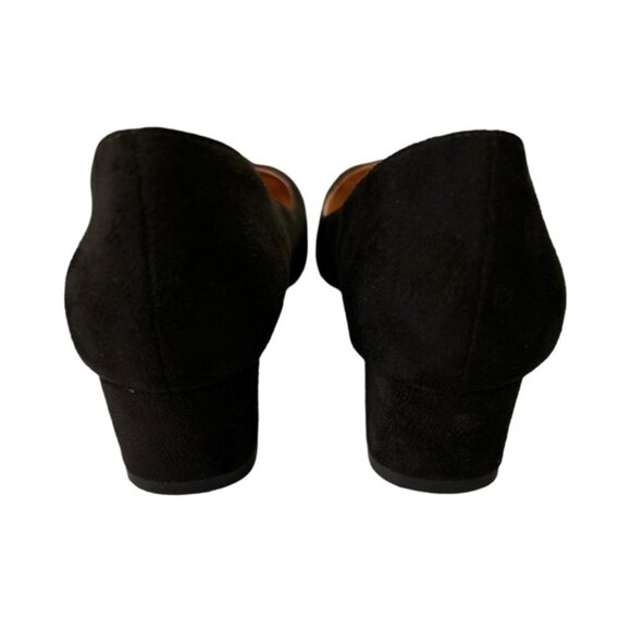 Showforest Womens Black Square Toe with Chunky Heel Suede Pump Size 8 - Picture 4 of 10